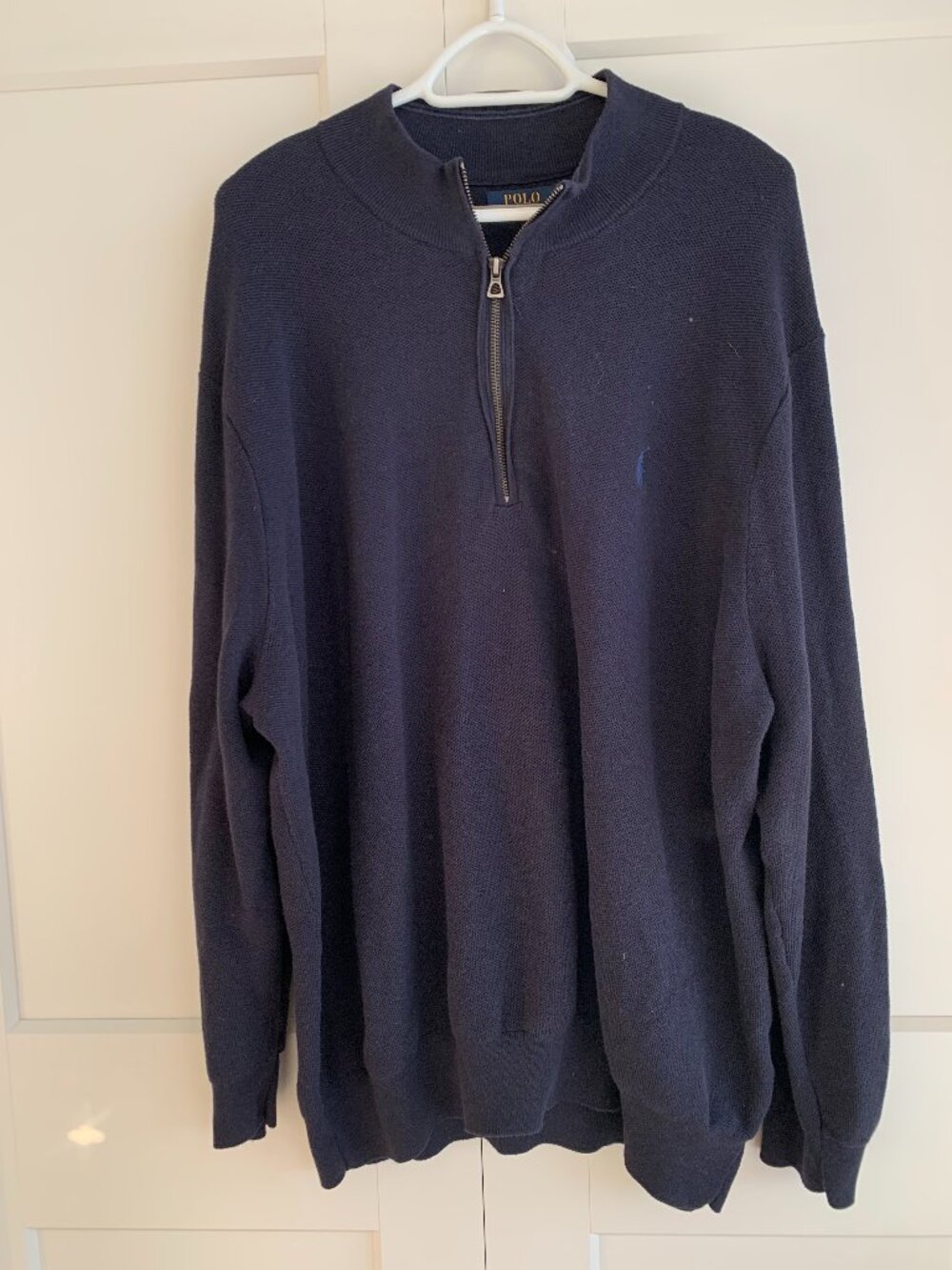 Polo Ralph Lauren Navy Blue Quarter Zip Pullover Sweater 100% Cotton Men's 4XL